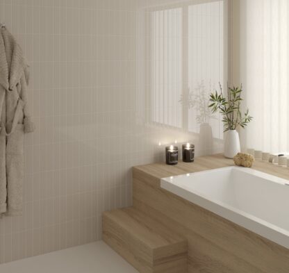 Glanzende beige langwerpige tegeltjes
