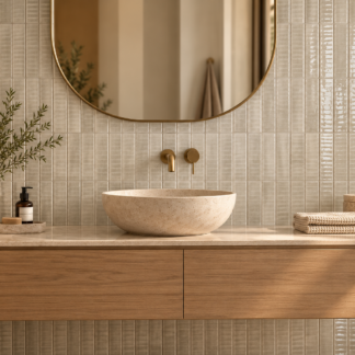 Decor beige relief glans - wandtegels - 7,5x30, JS91